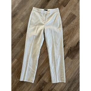Crew Kate Dress Pants Women’s Size 00, Cream, Pleated Linen Blend, Straight Leg”